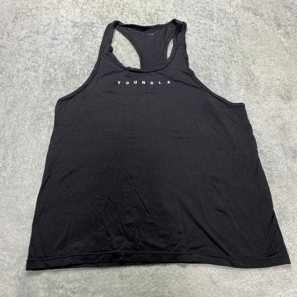 YoungLA Womens Small Tank Top Racerback Black Gym‎ Bodybuilding Stringer Logo